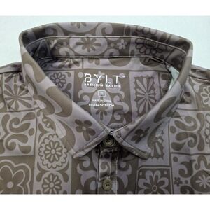 BYLT Premium Basics Polo Shirt Mens XL Floral Short Sleeve Stretch Performance